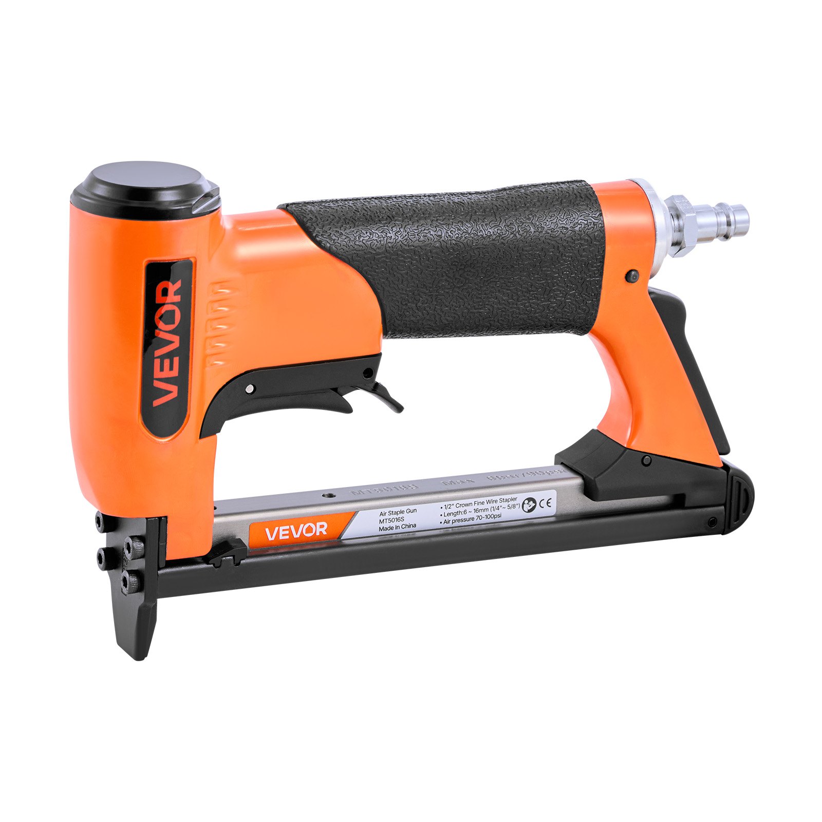 VEVOR Druckluftnagler, Drucklufttacker für Feindrahtklammern der Serie 50, 12,8 mm Krone, 6-16 mm Länge, max. 110 Stk. Druckluft Nagelpistole für Polsterarbeiten, Holzarbeiten, Heimwerkerprojekte