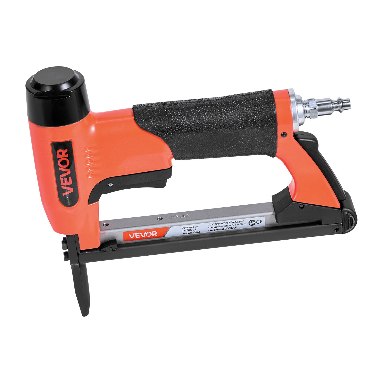 VEVOR Drucklufttacker, Langnasen-Druckluftnagler für Feindrahtklammern der Serie 80, 12,8 mm Krone, 6–16 mm Länge, max. 150 Stk. Nagelpistole für Polsterarbeiten, Holzbearbeitung, Heimwerken