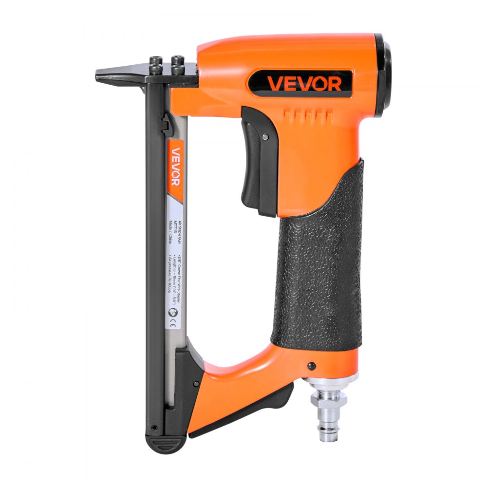 VEVOR Drucklufttacker, Druckluftnagler für Feindrahtklammern der Serie 71, 9,5 mm Krone, 6–16 mm Länge, max. 180 Stk. Druckluft Nagelpistole für Polsterarbeiten, Holzarbeiten, Heimwerkerprojekte
