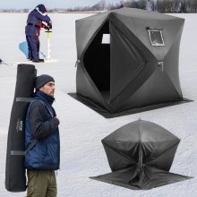 VEVOR Angelzelt 3-4 Personen Anglerschirm Zelt Eisangelzelt 1,8x1,8x2m Schwarz