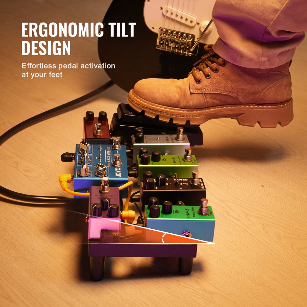 VEVOR Gitarren-Pedalboard, 380 x 145 mm, Aluminiumlegierung, 0,37 kg, Pedalboard für Gitarreneffekte mit Tragetasche, hochwertiger fester Klettverschluss-Schultergurt, für 4–6 Gitarrenpedale, klein