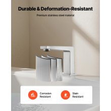 VEVOR römische Badewannenarmatur Wannenarmaturen-Set mit 3 Löchern & 2 Griffen, Badewannenhahn aus Edelstahl für die Deckmontage zum Baden von Erwachsen Silberfarben
