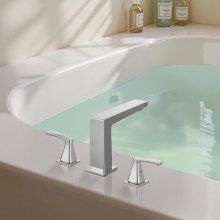 VEVOR römische Badewannenarmatur Wannenarmaturen-Set mit 3 Löchern & 2 Griffen, Badewannenhahn aus Edelstahl für die Deckmontage zum Baden von Erwachsen Silberfarben