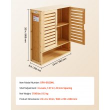 VEVOR Badezimmer Wandschrank Medizinschrank mit 2 Türen & verstellbaren Regalen, Aufbewahrungsschrank über der Toilette zur Wandmontage, Hängeschrank mit offener Trennwand für Küche, Toilette