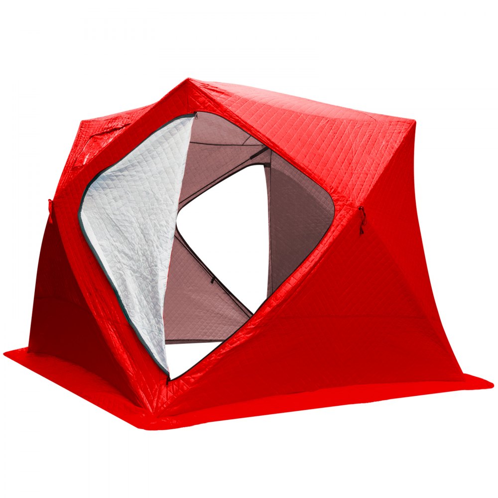VEVOR 3 Person Ice Fishing Shelter Zelt 210D Oxford Gewebe tragbare Ice Shelter Starke Verdicken wasserdichte Ice Fish Shelter für Freien Angeln(Rot)