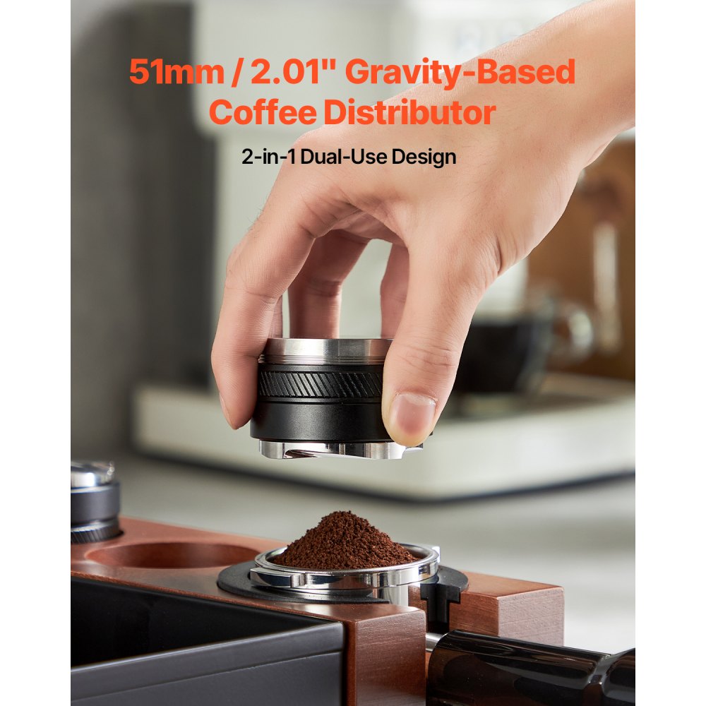 VEVOR Kaffeeverteiler 2 in 1 verstellbarer Espressoverteiler (51 mm) mit fächerförmiger Basis, Kaffeeverteiler Kaffee Distributor aus 304 Edelstahl mit leicht zu zerlegendem Design