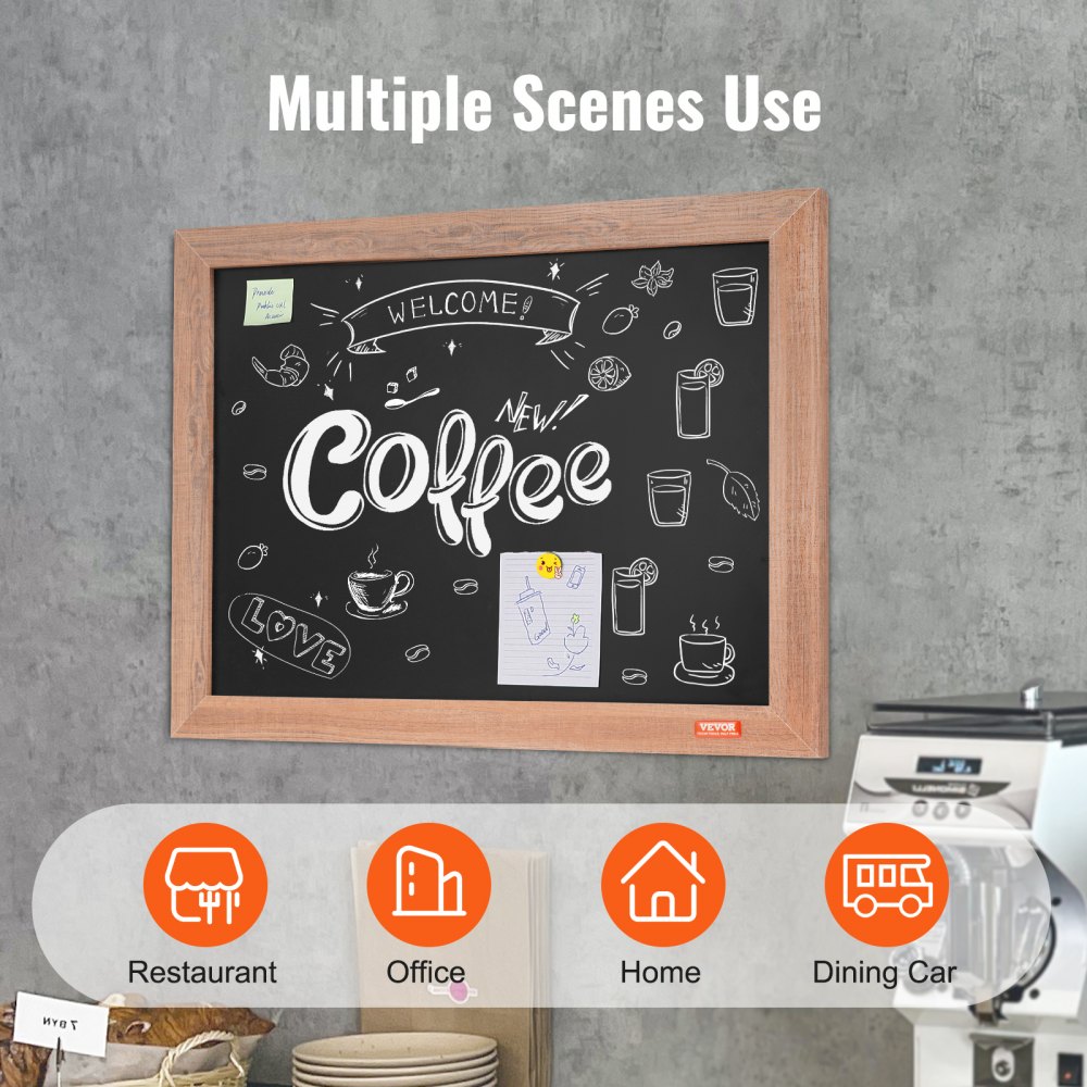 VEVOR Kreidetafel Magnetisch mit Holzrahmen 457,2 x 609,6 m, Magnetsammelbrett 381 x 534 mm, Vertikalen oder Horizontalen Aufhängen inkl. 2 Kreidemarkers & Radiergummi & Tuch, Wandmontage Aufsteller