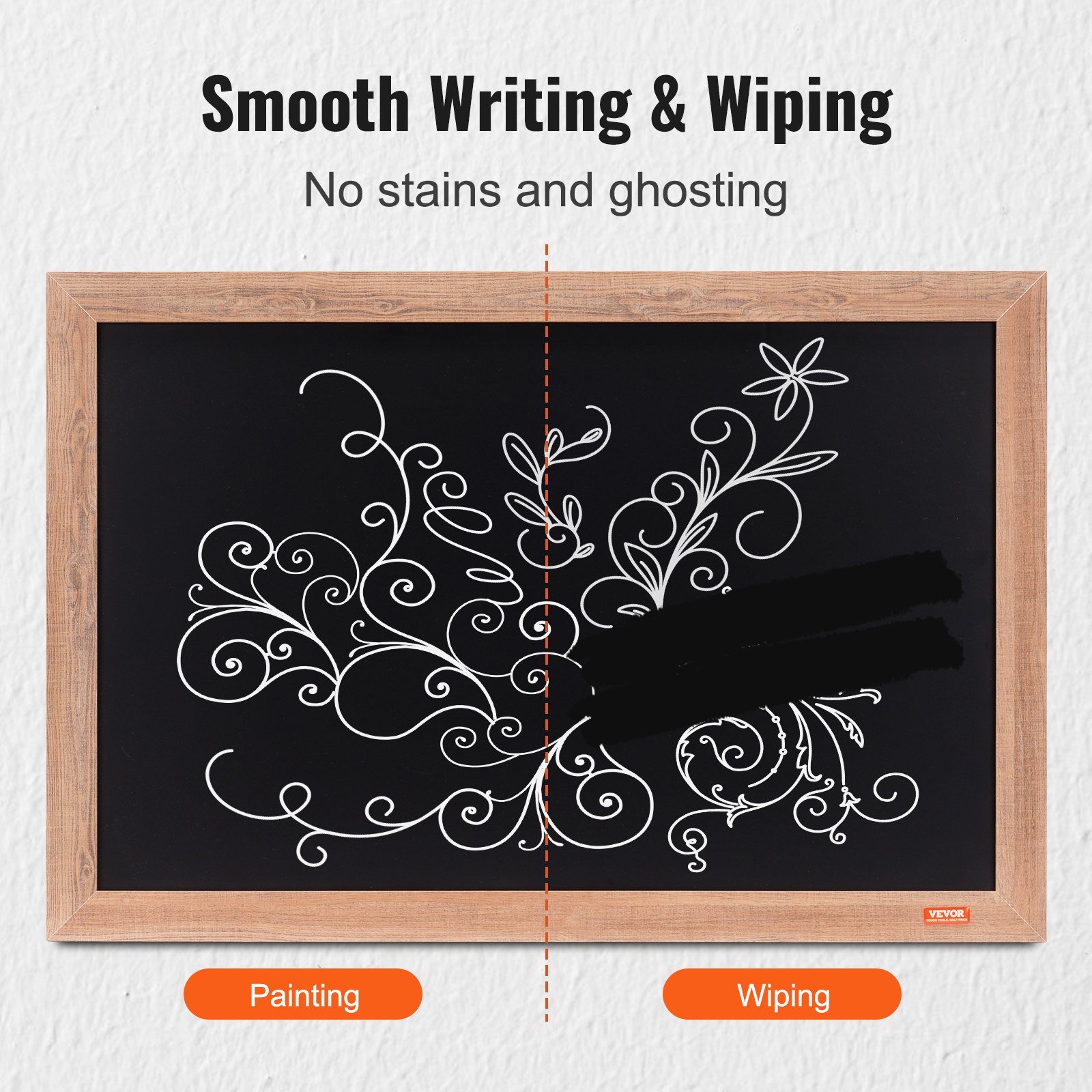 VEVOR Kreidetafel Magnetisch 508 x 762 mm, Magnetsammelbrett 432 x 686 mm, Vertikalen oder Horizontalen Aufhängen inkl. 2 Kreidemarkers & Radiergummi & Tuch, Wandmontage Aufsteller