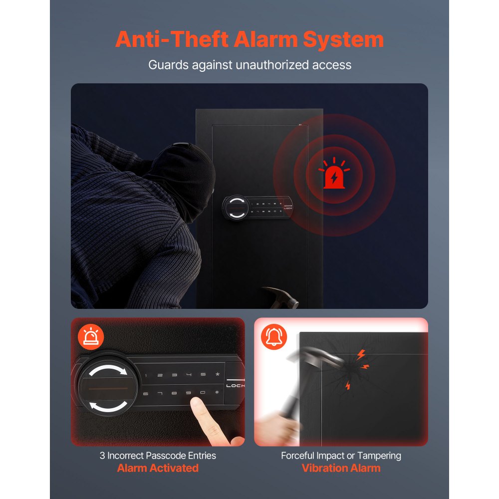 VEVOR Wandsafe Wandtresor mit Passwort & Schlüssel, Einbaugehäuse aus kaltgewalztem Stahl Q235 mit verstellbaren Ablagen & LED-Beleuchtung, Schranksafe Einbausafe für Geld Schmuck Reisepass