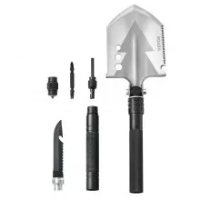VEVOR Survival-Schaufel 8 in 1 Schaufel, faltbares Multitool 602 mm lange, kompakte Schaufel für Geländefahrten Camping Wandern Outdoor Survivalisten Notfälle