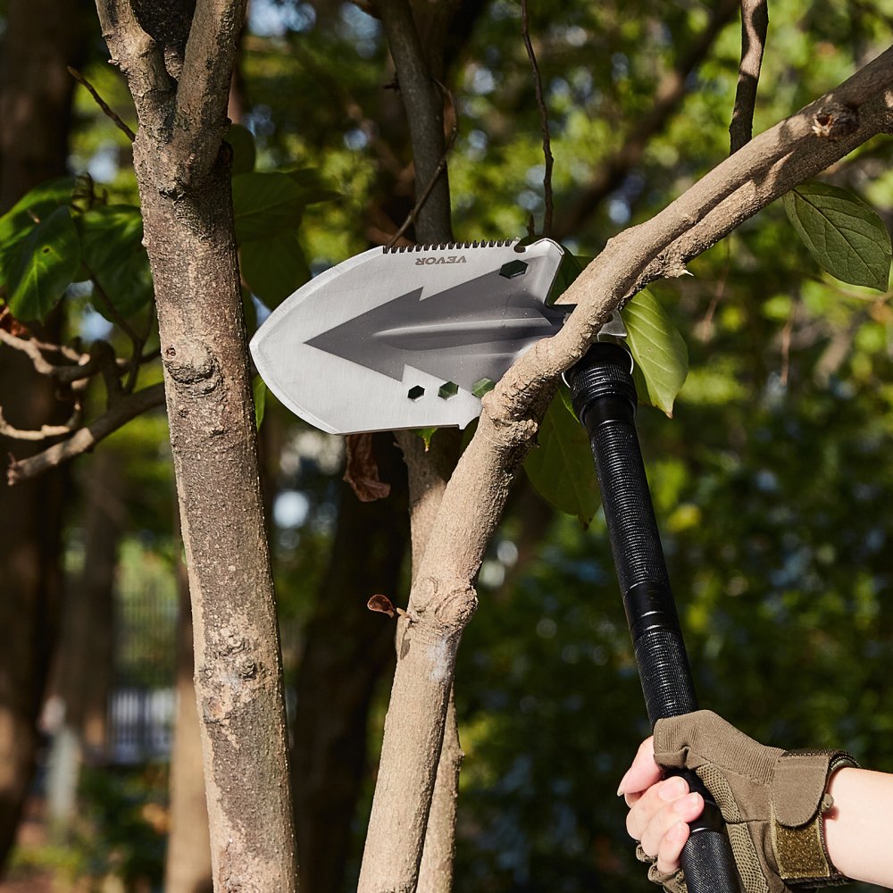 VEVOR Survival-Schaufel 11 in 1 Schaufel, faltbares Multitool 815 mm lange, kompakte Schaufel für Geländefahrten Camping Wandern Outdoor Survivalisten Notfälle