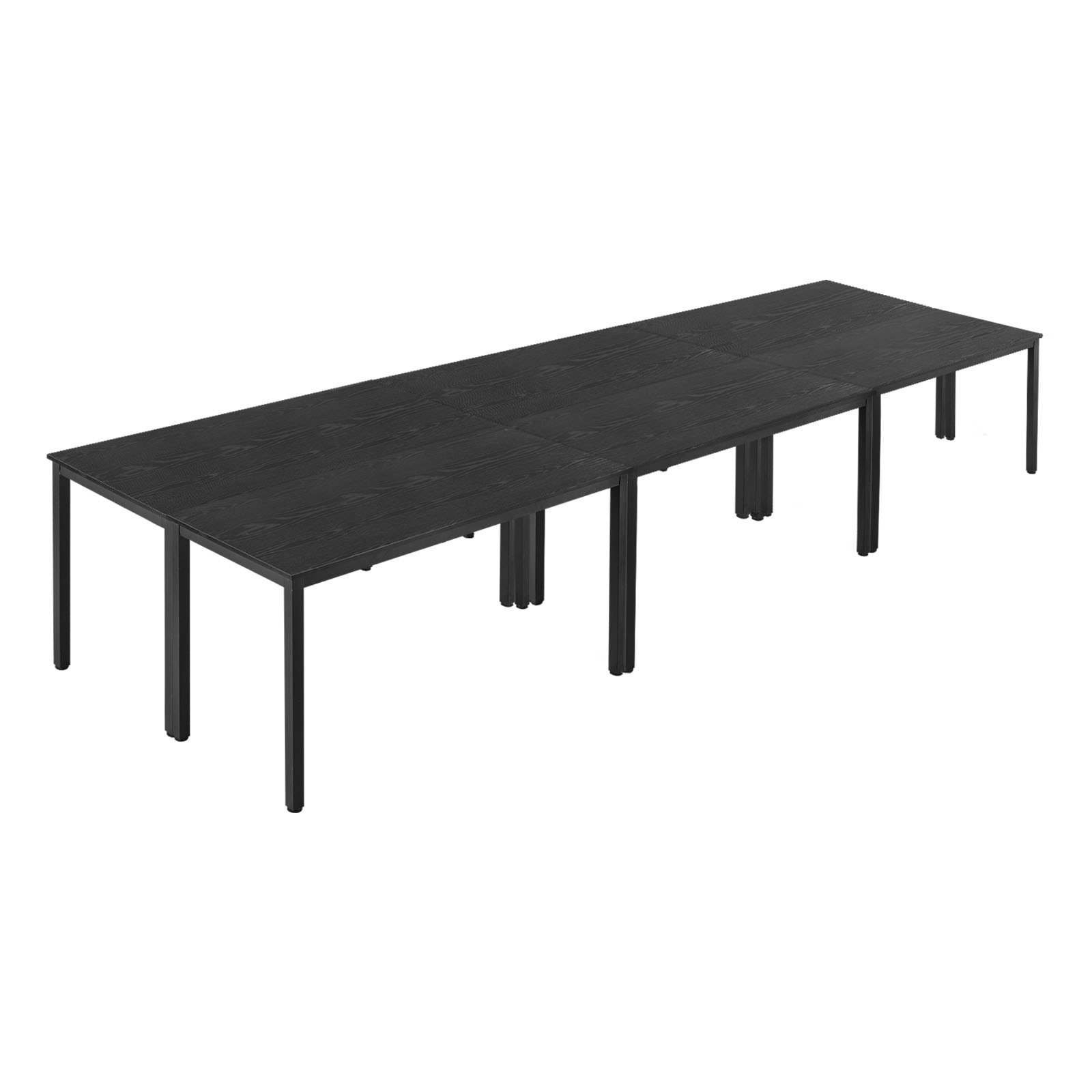 VEVOR Konferenztisch Besprechungstisch für 16 Personen 6-tlg. 140 x 60 cm (pro) rechteckiger Kombinationsschreibtisch Meetingtisch Mehrzwecktisch Pausentisch mit Metallbeinen für Büro Konferenzraum