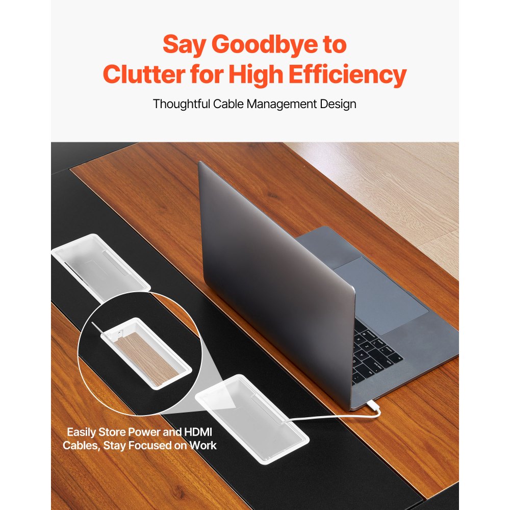 VEVOR Konferenztisch Besprechungstisch für 6-8 Personen 180 x 90 cm ovaler Schreibtisch Seminartisch Meetingtisch Mehrzwecktisch Pausentisch mit Metallbeinen für Büro Konferenzraum Schwarz & Braun