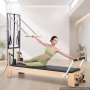 VEVOR Pilates Reformer mit Half Tower 2400 x 735 x 1990 mm aus Ahornholz Ideal für Heimgebrauch & Fitnessstudio, bis 181 kg Belastbar, mit Jumpboard, Federn, Pilates-Box und Verstellbarer Kopfstütze