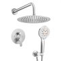 VEVOR Duscharmatur Regenduschsystem fürs Badezimmer Duschsystem mit 254 mm runden Regenduschkopf & Handbrause, wandmontierte Badezimmerarmaturen mit Messingventil & Zierset, gebürstetes Nickel