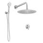 VEVOR Duscharmatur Regenduschsystem fürs Badezimmer Duschsystem mit 254 mm runden Regenduschkopf & Handbrause, wandmontierte Badezimmerarmaturen mit Messingventil & Zierset, gebürstetes Nickel