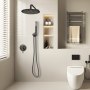 VEVOR Duscharmatur Regenduschsystem fürs Badezimmer Duschsystem mit 254 mm runden Regenduschkopf & Handbrause, wandmontierte Badezimmerarmaturen mit Messingventil & Zierset, Mattschwarz