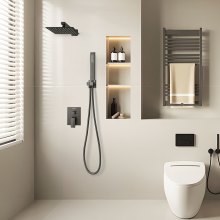 VEVOR Duscharmatur Set mit 203mm Quadratischem Regenduschkopf Mattschwarz
