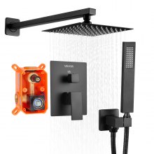VEVOR Duscharmatur Set mit 203mm Quadratischem Regenduschkopf Mattschwarz