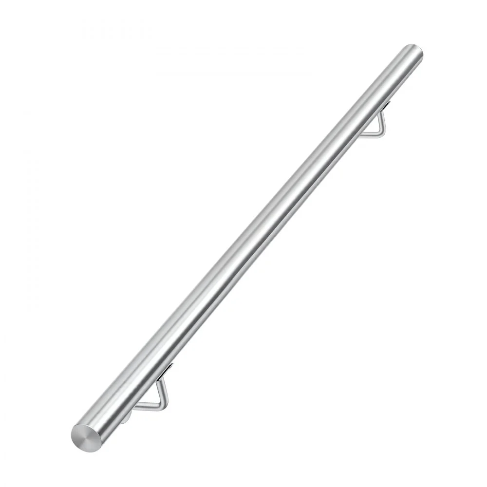 VEVOR Wandmontiertes Treppengeländer 1200mm mit 113,4kg Tragkraft Silber, Wandhandlauf für Treppen Veranda Keller & Flure, Rundrohr aus Edelstahl, Sicherheitsgriff für Senioren, mit Montagematerial