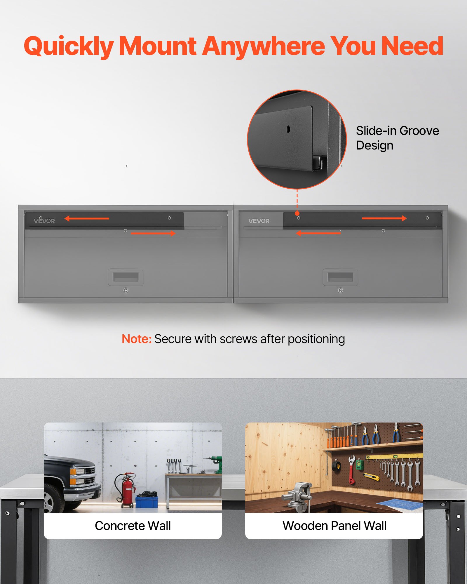 VEVOR Metal Wall Cabinet, 77W x 30.5D x 35.6H cm, Floating Garage Tool Cabinet with Up-Flip Door, 54.5 kg Load per Shelf, Fit for Garage, Basement, Kitchen, Warehouse, Assembly Required