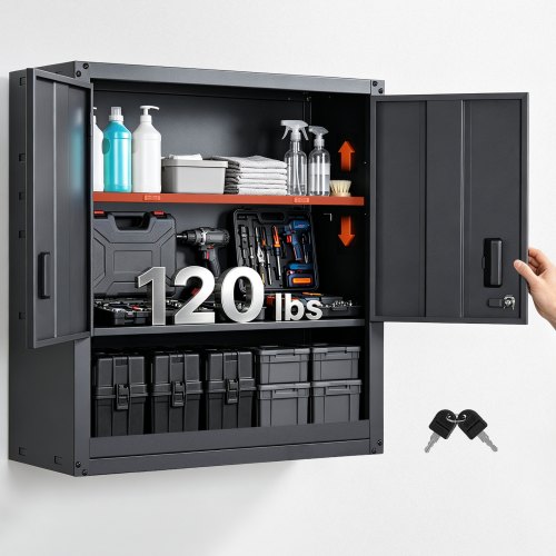 VEVOR Hängeschrank Werkstatt, 762 x 305 x 762 mm, Werkzeugschrank aus Stahl mit abschließbaren Türen & verstellbarem Regal, Wandhängeschrank für