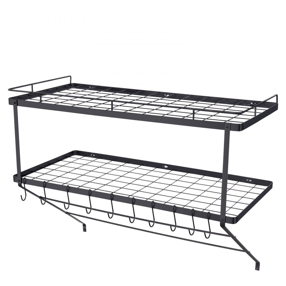 VEVOR Hängend Topf-Rack 76,2 cm Topf- und Pfannen-Hängeregal, Topf- und Pfannenaufhänger mit 12 S-Haken, 24,94 kg Ladegewicht, Topfhalter Wand ideal für Pfannen, Utensilien, Kochgeschirr in der Küche