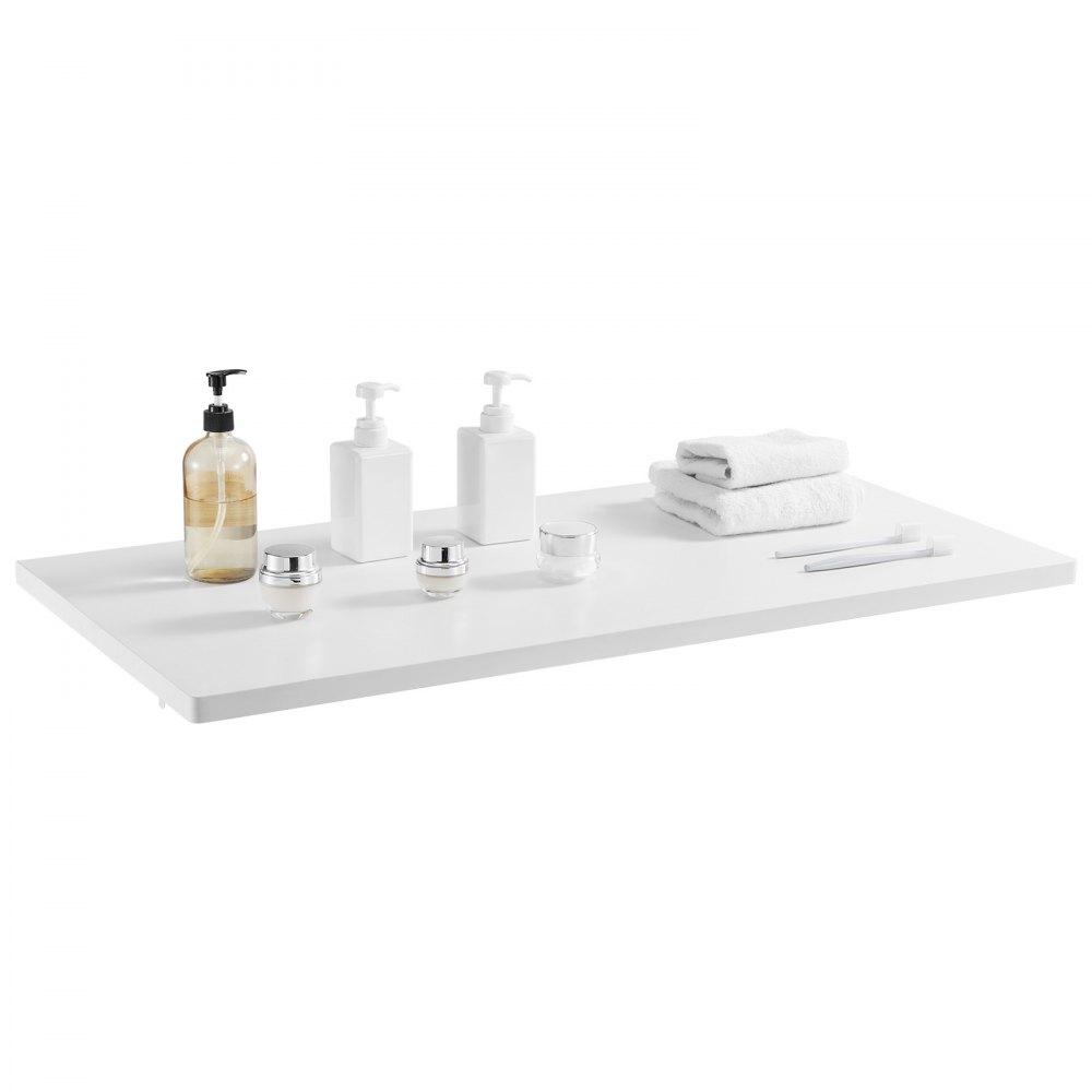VEVOR Wandklapptisch, 100 x 50 cm, Klapptisch, schwebender Schreibtisch mit Eisenhalterung, zusammenklappbarer Schreibtisch für kleine Räume, Heimbüro, Esszimmer, Waschküche, Küche, Bar, weiß