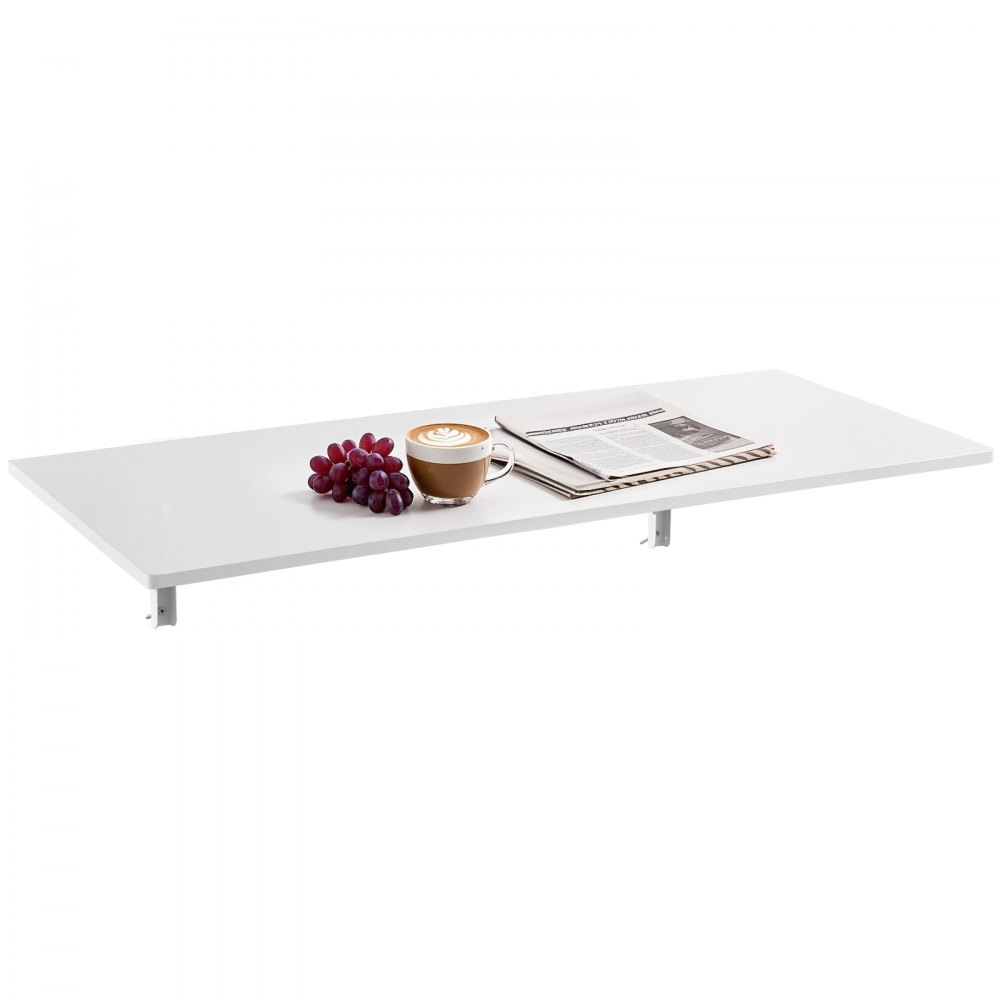 VEVOR Wandklapptisch, 110 x 46 cm, Klapptisch, schwebender Schreibtisch mit Eisenhalterung, zusammenklappbarer Schreibtisch für kleine Räume, Heimbüro, Esszimmer, Waschküche, Küche, Bar, weiß