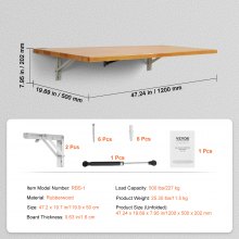 VEVOR Wandklapptisch Klapptisch Esstisch Küchentisch Wandtisch 120x50cm 227kg