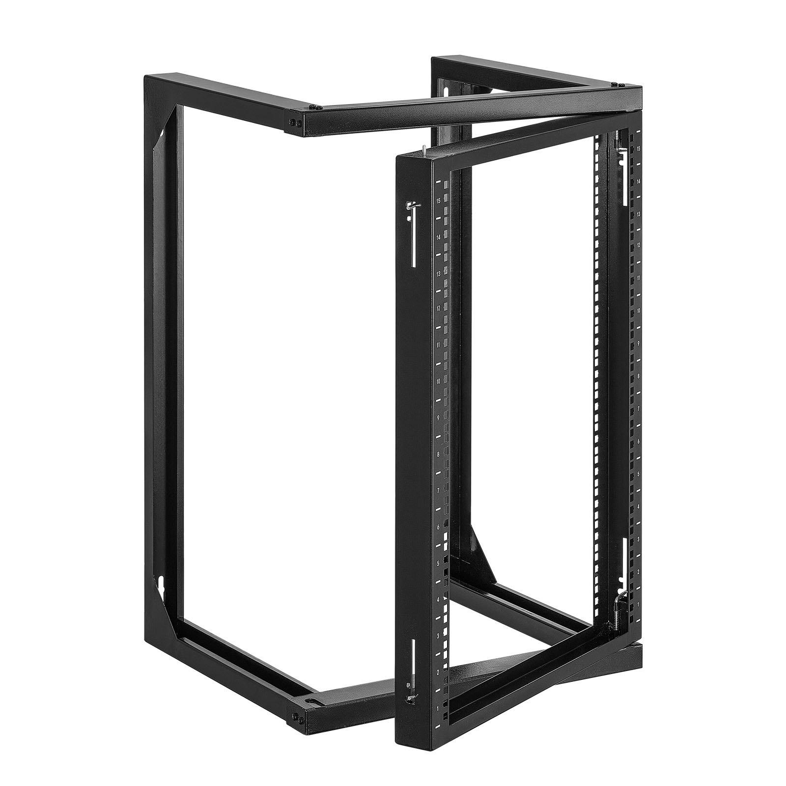 VEVOR 15U Wall Mount Server Rack, 68.04 kg Max Load Capacity, Open Frame Network Rack with 180 Degrees Gate Swing Door, Carbon Steel, Ideal for IT Network Equipment & AV Devices Computer Server, Black