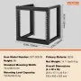 VEVOR 9U-Rack zur Wandmontage, 150 lbs/68,04 kg maximale Tragkraft, Server-Netzwerk-Rack mit offenem Rahmen und Käfigmutternschrauben, Karbonstahl 20,9 x 17,7 x 20,5 Zoll für 19 Zoll/482,6 mm AV- und Server-IT-Geräte, schwarz