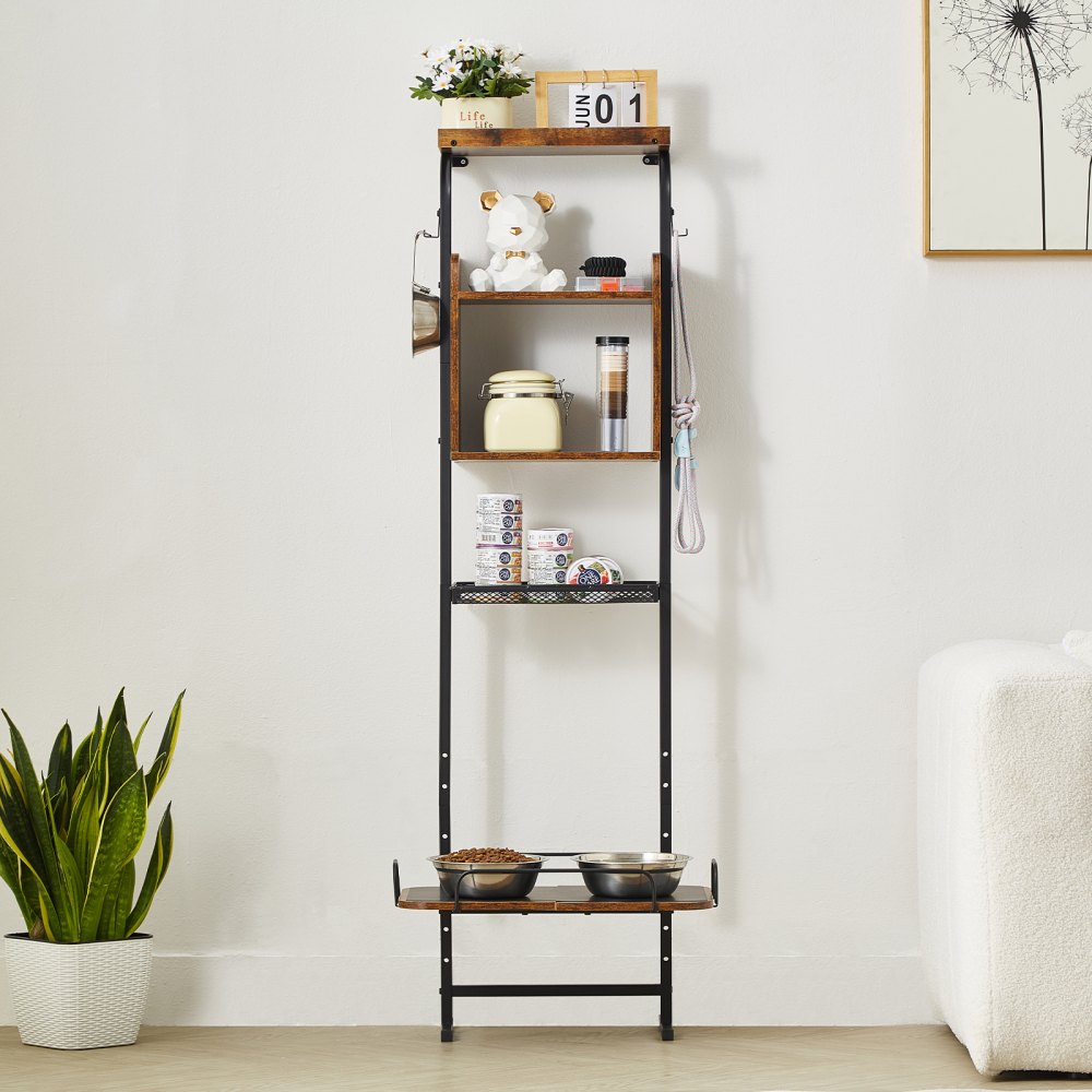 VEVOR Futterstation 500 x 198 x 1450 mm, erhöhte Hundenäpfe, erhöhter Ständer für Hundenapf, Fressnapf, Hundenapfständer, Napfhalter höhenverstellbar, Hundebar für große, mittelgroße & kleine Hunde