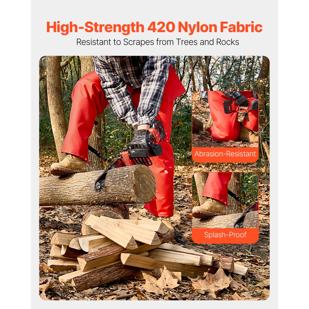 VEVOR Protective Trousers, Class B, 8-Layer Wrap-Style Chainsaw Trousers with Belt & Gear Pocket, Chainsaw Chaps for Men/Women, Safety Equipment for Loggers & Forestry Workers, Size L