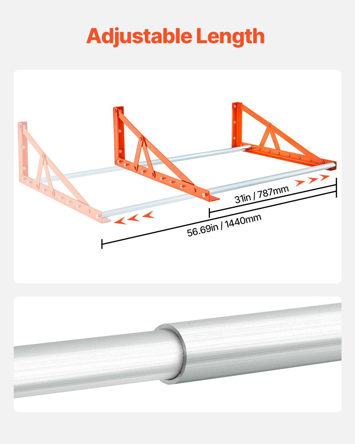 VEVOR Reifenregal Reifenständer Garagenregal zur Wandmontage 787-1440 mm verstellbar, Q235 Hochleistungs-Reifenlagerregal aus Stahl für Standardreifen (R355,6 bis R508 mm), max. Tragkraft 181 kg
