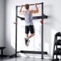 VEVOR Power Cage Klappbar 454 kg Belastbar, Wandmontiertes Power Rack, Multifunktionales Krafttrainingsgerät mit Landminenbefestigung & verstellbaren J-Haken & Klimmzugstange für Heimfitnessstudio