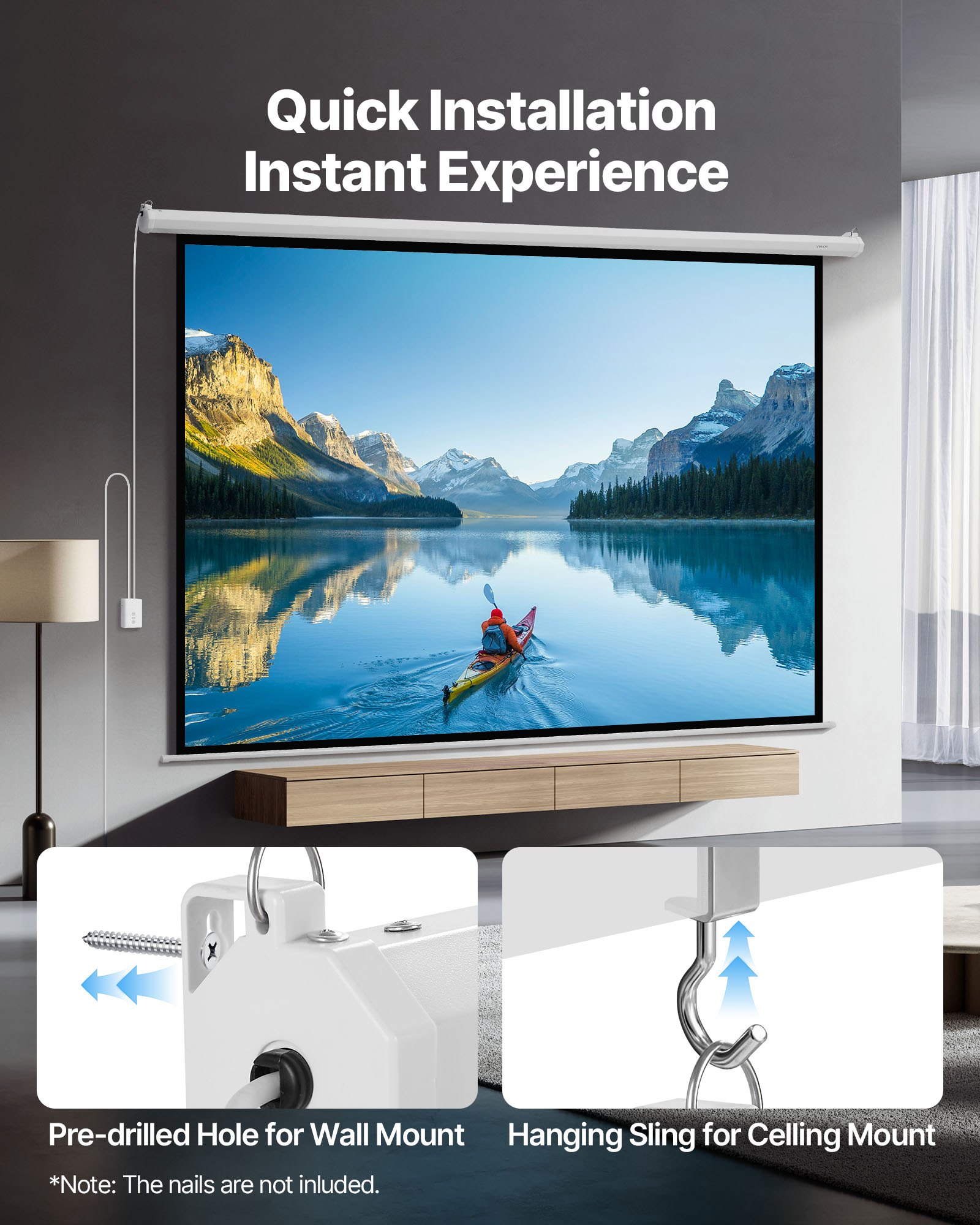 VEVOR Motor Projektionsleinwand Beamer Leinwand, 120 Zoll 4:3 4K 1080 HD, Projektionsdisplay-Projektor mit Fernbedienung, automatische Filmleinwand, tragbare Rolloleinwand Heimkino Heimbüro