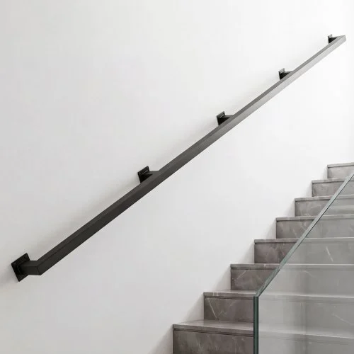 VEVOR Wandmontiertes Treppengeländer 3657,6mm mit 199,6kg Tragkraft Schwarz, Wandhandlauf für Treppen Veranda Keller & Flure, Quadratrohr aus Kohlenstoffstahl, Sicherheitsgriff für Senioren, Rostfest