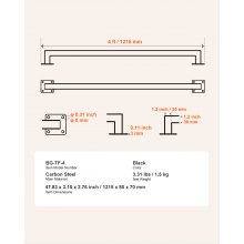 VEVOR Treppenhandlauf 1,2m Wandhandlauf Alu Handlauf Treppengeländer 113kg