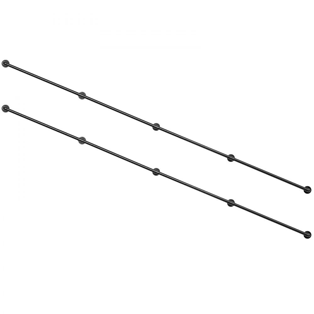 VEVOR 2x Wandmontierte Treppengeländer 3962,4mm 199,6kg Belastbar Schwarz, Wandhandlauf für Treppen Dachboden & Flure, Rundrohr aus Kohlenstoffstahl, Sicherheitsgriff für Senioren, mit Montagematerial