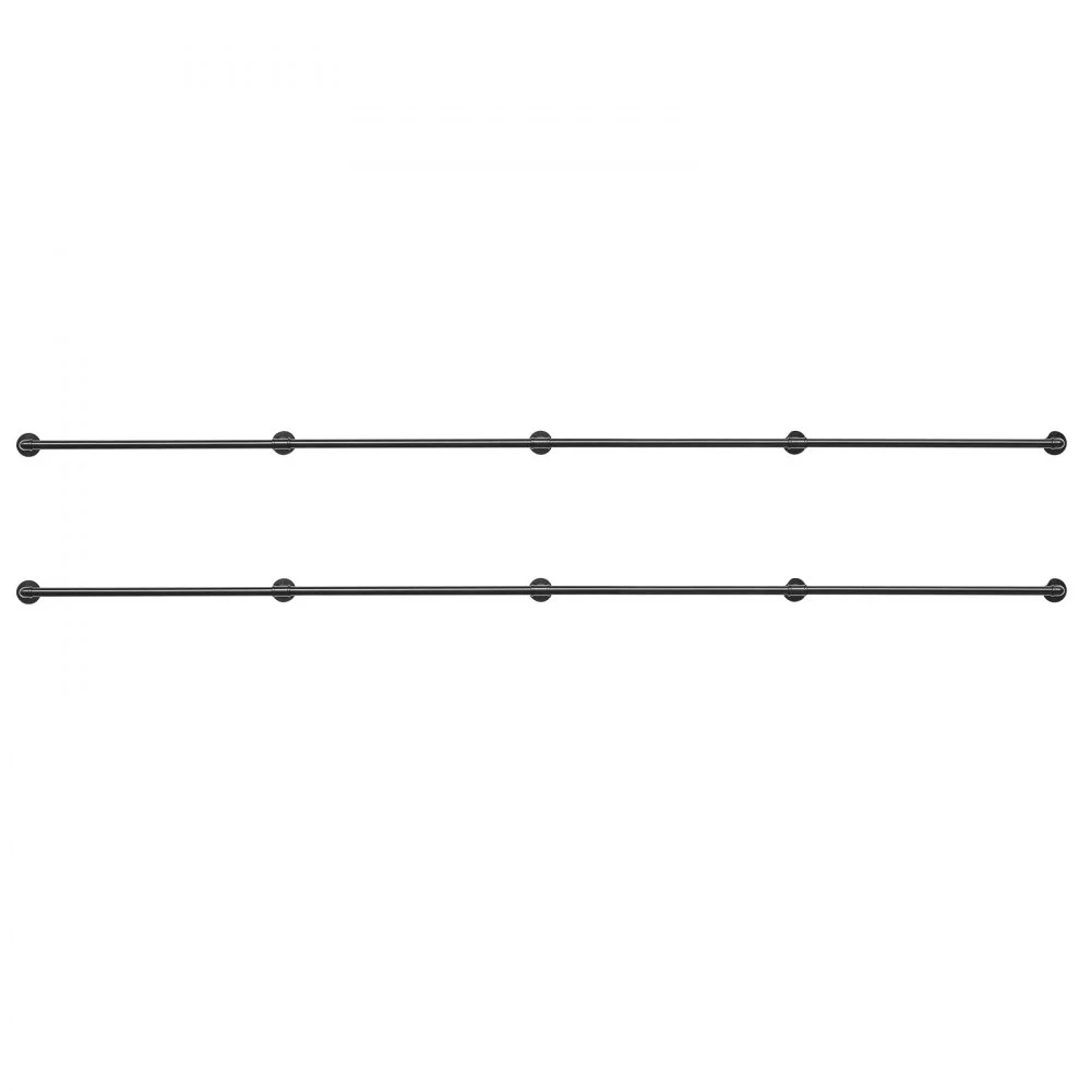 VEVOR 2x Wandmontierte Treppengeländer 3962,4mm 199,6kg Belastbar Schwarz, Wandhandlauf für Treppen Dachboden & Flure, Rundrohr aus Kohlenstoffstahl, Sicherheitsgriff für Senioren, mit Montagematerial