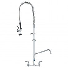 VEVOR Kommerzielle Küchenarmatur Wasserhahn mit Ausziehbarer Vorspülbrause, 118 cm Höhe, 203 mm Mitte, 305 mm Schwenkauslauf, Messing Küchenspülenarmatur zur Wandmontage, für 1/2/3-Fach-Spüle