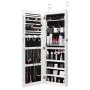 VEVOR abschließbarer Schmuckschrank Schmuckspiegelschrank 108cm Hohe, Aufbewahrung von Juwelen mit Ganzkörperspiegel, Schmuckspiegel-Organizer mit LED-Innenbeleuchtung & Samtfutter, Weiß