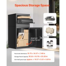 VEVOR Paketbriefkasten Paketbriefbox Packstation Paketkasten 500x398x980mm