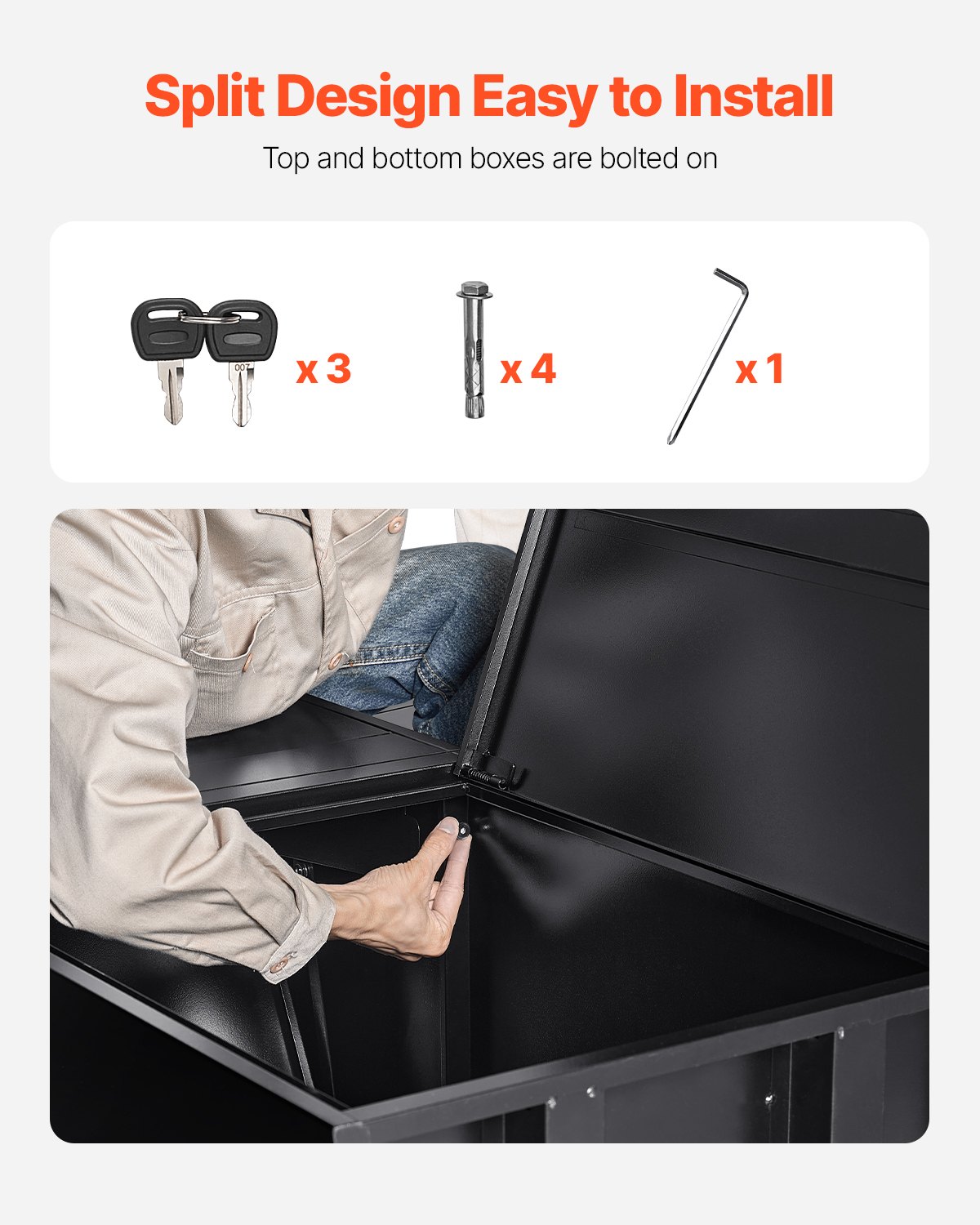 VEVOR Parcel Mailbox 500x398x980mm, Parcel Box with Lock, Galvanized Steel Parcel Mailbox with Anti-Theft Design, Packstation for Home and Office, Black