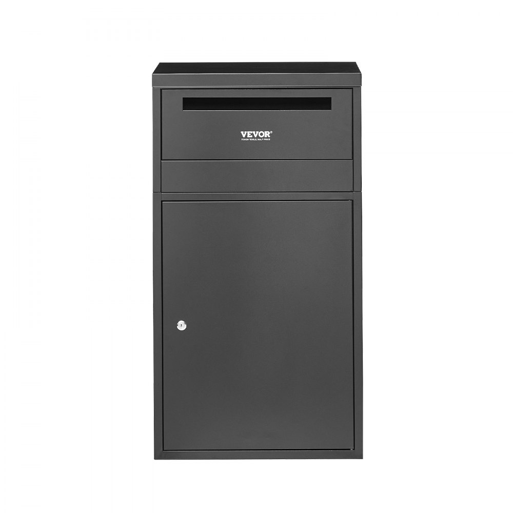 VEVOR Paketbriefkasten 500x325x909 mm, Paketkasten mit Schloss, Paketbriefbox aus verzinktem Stahl mit Diebstahlschutz-Design, Packstation für Zuhause und das Büro, Schwarz