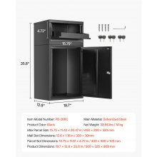 VEVOR Paketbriefkasten Paketbriefbox Packstation Paketkasten 500x325x909mm