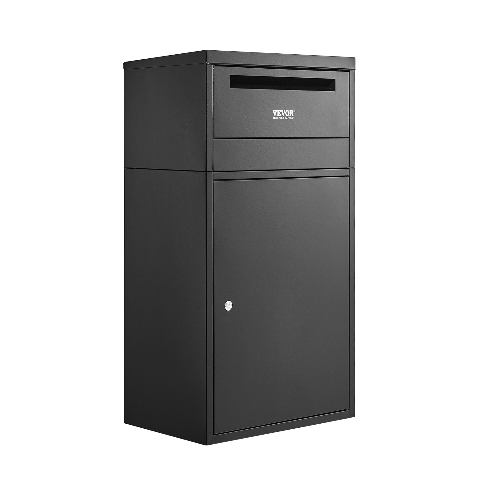 VEVOR Paketbriefkasten 500x325x909 mm, Paketkasten mit Schloss, Paketbriefbox aus verzinktem Stahl mit Diebstahlschutz-Design, Packstation für Zuhause und das Büro, Schwarz