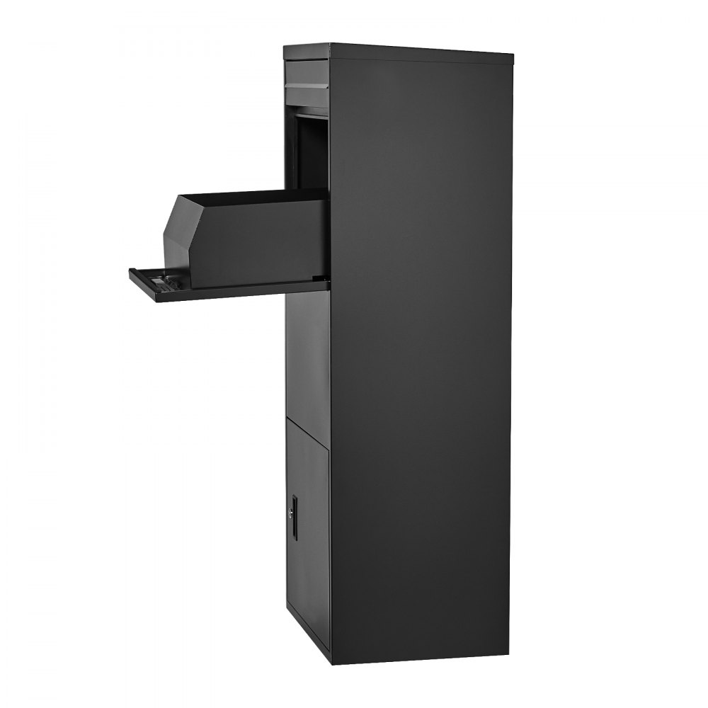 VEVOR Paketbriefkasten 1198x500x360 mm, Paketkasten mit Schloss, Paketbriefbox aus verzinktem Stahl mit Diebstahlschutzdesign, Packstation für Zuhause und das Büro, schwarz