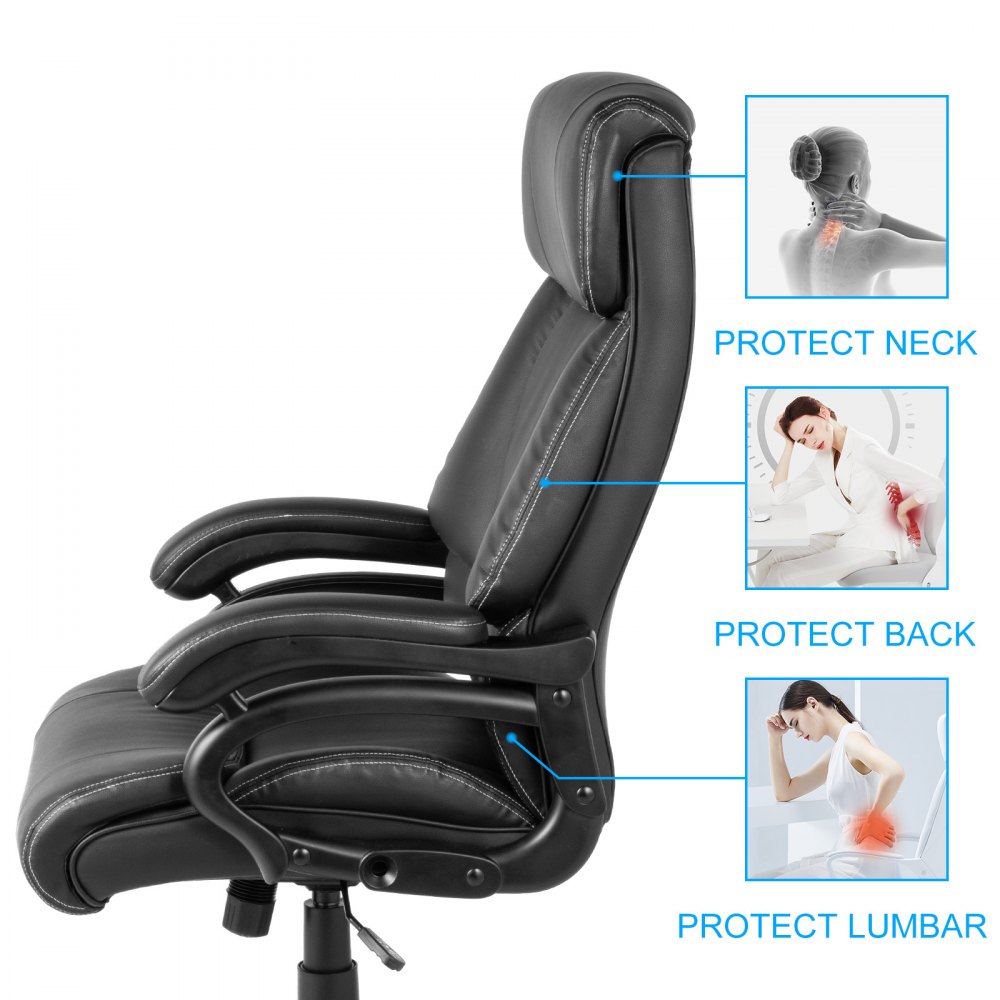 Bürostuhl Bürosessel Schwarz Schreibtischstuhl Ergonomischer Drehstuhl Pvc